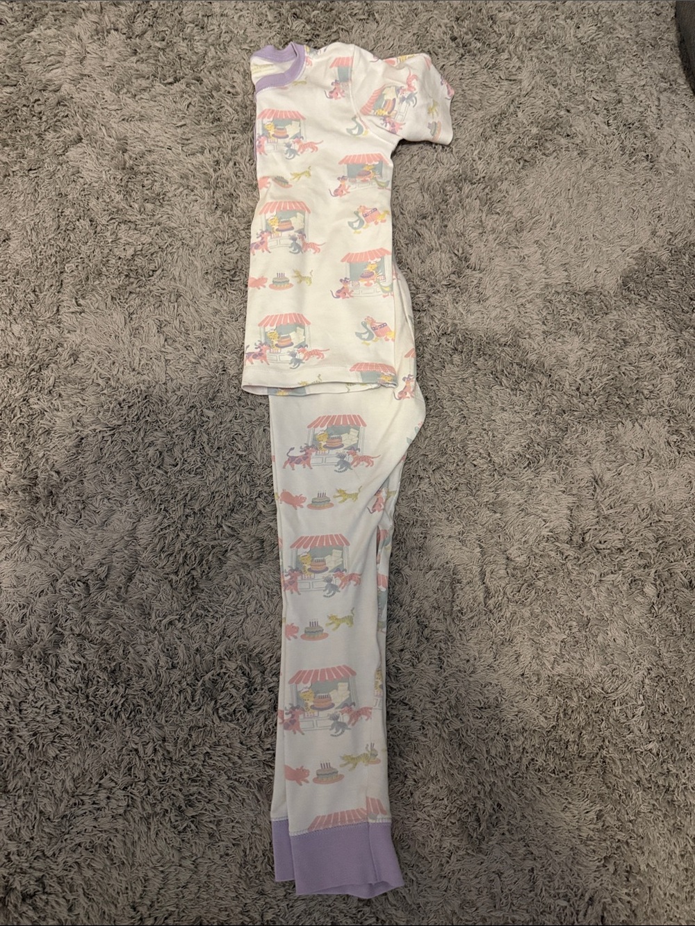 The Beaufort Bonnet Company White & Lavender Animal Market Pajama Set